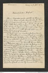 Nachlass Franz Steindachner, Brief von Arnold Penther an Franz Steindachner (07.07.1914), Inv.Nr. 388.01, Seite 1
